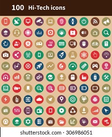 hi-tech 100 icons universal set for web and mobile
