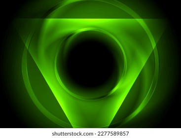 Hi-tech abstract futuristic background with glowing triangle and circle. Vector design
