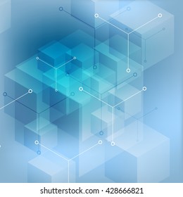 Hi-tech abstract geometric blue background. Vector design
