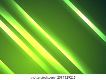 Hi-tech abstract green glowing striped futuristic background. Vector design