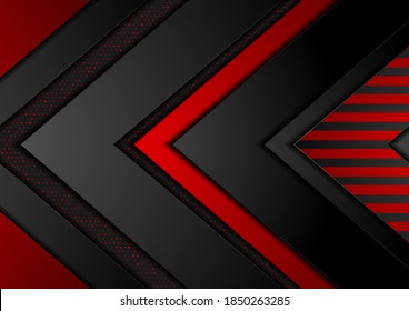 Hi-tech abstract vector background with red and black arrows