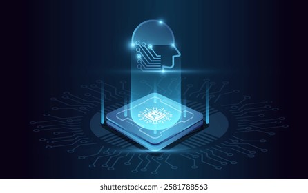 The Hi-tech AI technology futuristic circuit digital vector. Abstract digital futuristic design. AI, artificial intelligence. Modern futuristic design. Global connection technology
