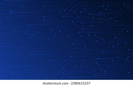 Hi-tech  background with blue computer chip pattern. Empty futuristic wallpaper with circuit board, cyber space poster, technology backdrop