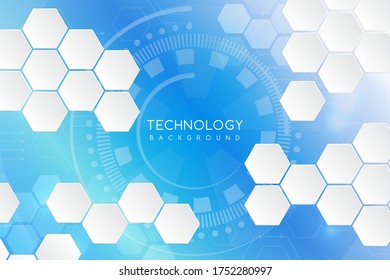 Hi-tech background design. The concept of chemical engineering, genetic research, innovative technologies. Hexagonal background for digital technology, medicine, science, research and healthcare.
