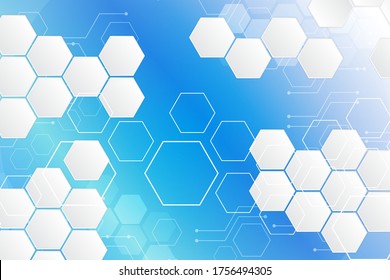 Hi-tech background design. The concept of chemical engineering, genetic research, innovative technologies. Hexagonal background for digital technology, medicine, science, research and healthcare.