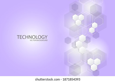 Hi-tech background design. The concept of chemical engineering, genetic research, innovative technologies. Hexagonal background for digital technology, medicine, science, research and healthcare.