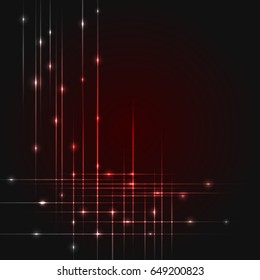 Hi-Tech background with glowing string. Luminous intersecting lines with shining dots. Abstract striped background with light effects. Template for flyers, cover, presentation or poster.