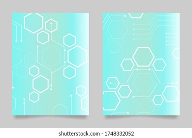 Plantilla de fondo de alta tecnología. El concepto de ingeniería química, investigación genética, tecnología innovadora. Fondo hexagonal 