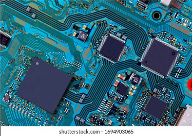 Hi-tech Blue Industrial Electronic Circuit Board Vector Background