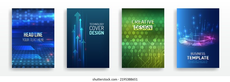 Hi-tech brochure flyer template. Abstract futuristic design concept. Technology background design, booklet, leaflet, annual report layout. Science cover design for business presentation.