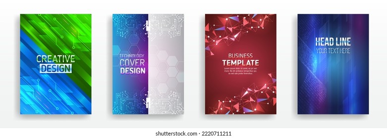 Hi-tech brochure flyer template. Abstract futuristic design concept. Technology background design, booklet, leaflet, annual report layout. Science cover design for business presentation.