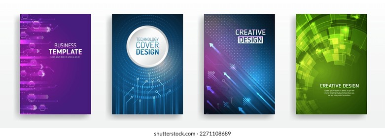 Hi-tech brochure flyer template. Abstract futuristic design concept. Technology background design, booklet, leaflet, annual report layout. Science cover design for business presentation.