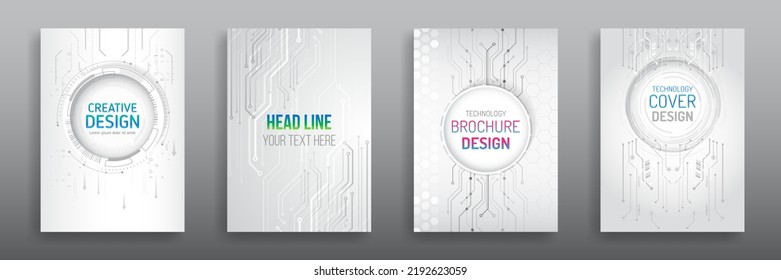 Hi-tech brochure flyer template. Technology background design, booklet, leaflet, annual report layout. Science cover design for business presentation.
