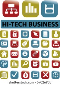 hi-tech business buttons. vector