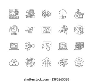 Hitech Business Line Icons, Signs, Vector Set, Outline Illustration Concept 