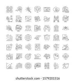 Hitech business linear icons, signs, symbols vector line illustration set