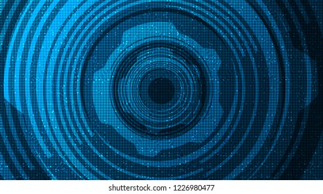 Hi-tech Circle with Circuit Microchip,Speed Technology on blue Background,Digital and Communication Concept design,Vector illustration.