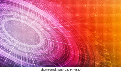 Hi-tech Circle with Circuit Microchip,Speed Technology on colorful Background,Digital and Communication Concept design,Vector illustration.
