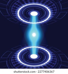 Hi-tech circle Futuristic dark blue color Light Technology background.Hologram projector, podium or pedestal for presentation and show product Digital modern stage. 
