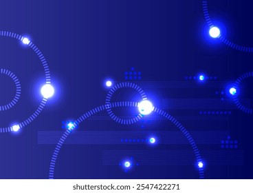 Hi-tech circle shapes abstract on blue background.  Futuristic communication and connection concept. Cyberspace, digital innovation, computer algorithm.

