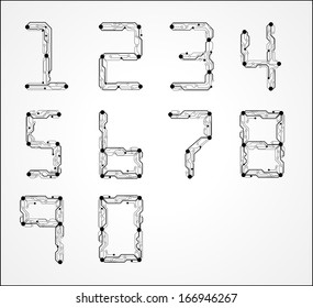 Hi-tech circuit board alphabet digital.
