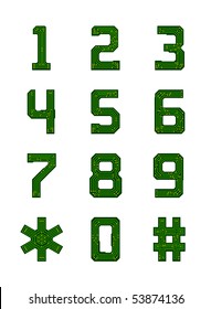 Hi-tech circuit board alphabet. Digits