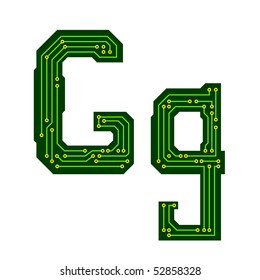 Hi-tech circuit board alphabet. Letter G