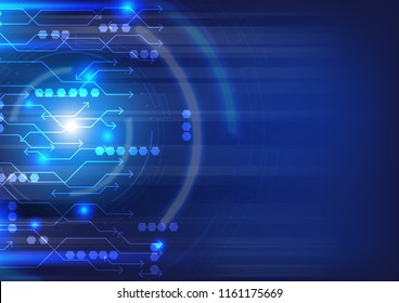 Hi-tech circuit lines with hexagons data, vector technology concept