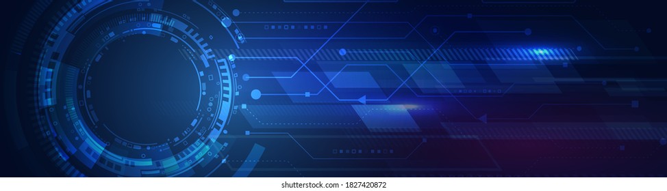 Hi-tech communication concept. Connection structure vector illustration. Abstract blue background with various technology elements.