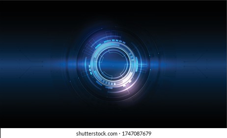 Antecedentes de innovación en concepto de comunicación de alta tecnología, fondo azul de línea digital de ciencia y tecnología