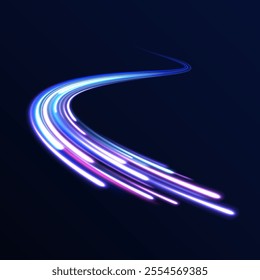 Hitech communication concept innovation background. Expressway, car headlight effect. Speed connection vector background. City road car light trails motion background.  Electric car and city concept. 