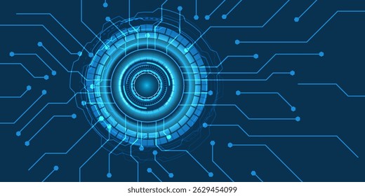 Hi-tech communication concept innovation background, science and technology digital line blue background. vector illustration
