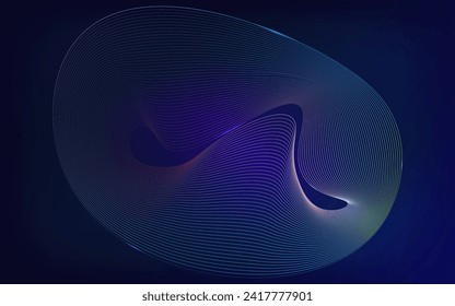Hi-tech communication concept innovation with dynamic line wave colorful abstract background and artificial intelligence technology vector illustration