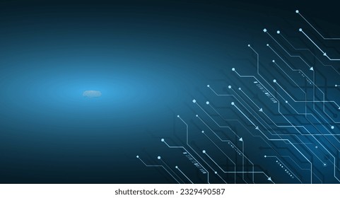 Hi-tech communication design. Electronic vector illustration. Abstract modern digital science technology futuristic circuit board. Cyber connection on the blue background.