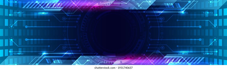 Concepto de computadora de alta tecnología. Ilustración futurista de rayos de luz coloridos. La tecnología raya líneas brillantes. Comunicación digital. La velocidad y el movimiento se desdibujan sobre el fondo oscuro. Banner web