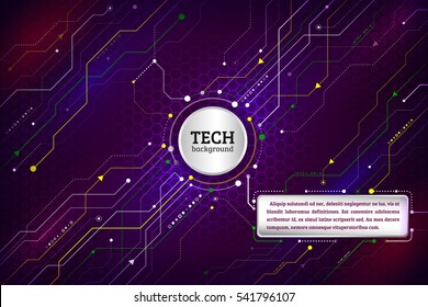 Hi-tech computer digital technology. Abstract technology communication concept. 
Background with various technological elements. Data transfer. Vector eps10