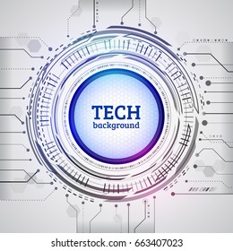 Hi-tech computer technology concept on the grey background. Futuristic radial elements style. Abstract circular techno background. Vector illustration eps10