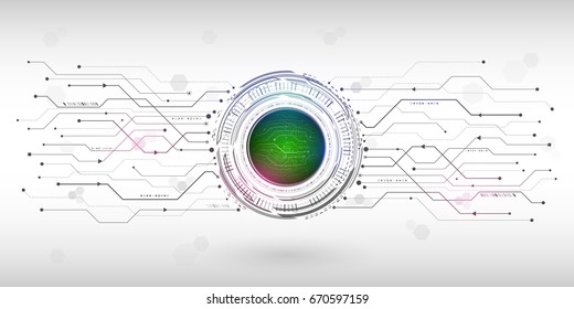 Hi-tech computer technology on the grey background. Abstract radial circuit texture. Futuristic technology structure elements. Vector illustration esp 10.