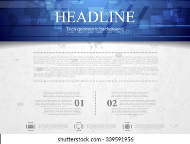 Hi-tech Corporate Background With Blue Header. Vector Design