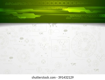 Hi-tech corporate background with green header. Vector design