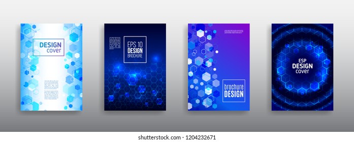 Hi-tech cover background. Book cover layout. Modern simple geometric template for business. Abstract hexagon flyer design. Vector annual report brochure.
