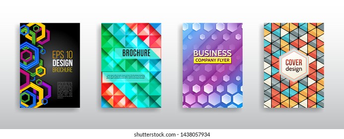 Hi-tech cover background. Book cover layout. Modern simple geometric template for business. Abstract hexagon flyer design. Vector annual report brochure.