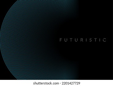 Hi-tech dark blue abstract background with round dotted lines. Vector futuristic digital art design