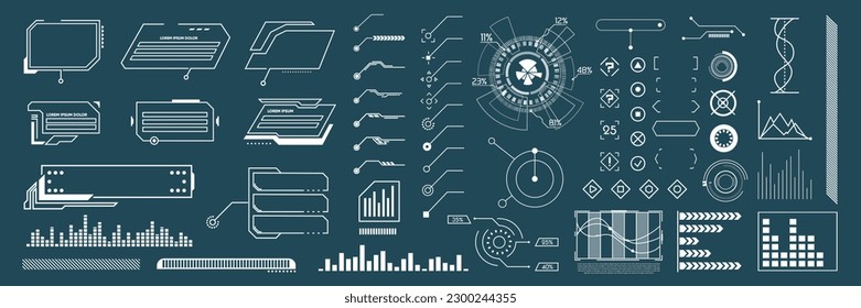 Hightech-Design-Elemente, Diagramme, Kreis, Kallout Titel, Gadgets, Audio-Wellen. Vectorhud-Elemente für futuristische Benutzeroberfläche