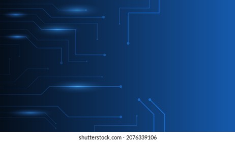 Tarjeta de circuito digital de alta tecnología. Almohadilla de IA y líneas eléctricas conectadas en fondo de iluminación azul con espacio de copia. ilustración vectorial