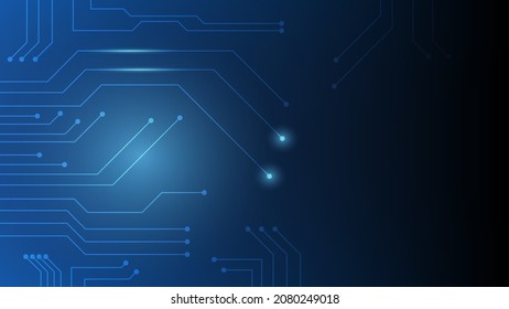 Hi-tech digital circuit board. AI pad and electrical lines connected on blue lighting background with copy space. futuristic design element concept. vector illustration