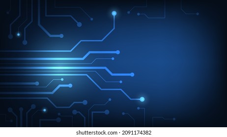 Hi-tech digital circuit board. AI pad and electrical lines connected on blue lighting background. futuristic design element concept. vector illustration