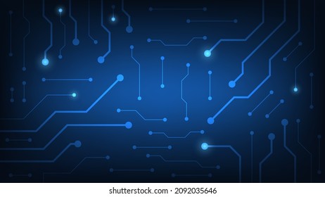Hi-tech digital circuit board. AI pad and electrical lines connected on blue lighting background. futuristic design element concept. vector illustration