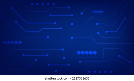 Tarjeta de circuito digital de alta tecnología. Almohadilla de IA y líneas eléctricas conectadas con fondo de iluminación azul. concepto de elemento de diseño futurista. ilustración vectorial