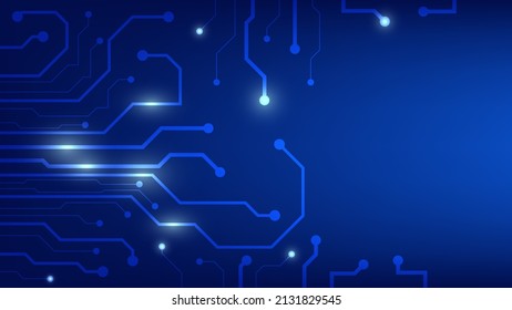 High-Tech-Digital-Schalttafel. AI-Pad und elektrische Leitungen auf blauem Hintergrund mit Kopienraum verbunden. futuristisches Design-Element-Konzept. Vektorgrafik